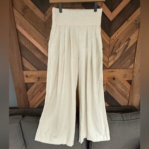 Linen Wide Leg high waisted flowy Pant Size Small